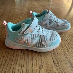 New Balance Kids' White and Teal Sneakers